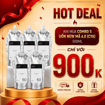 [Không Freeship] Combo 5 Uốn New Mã 6.0 (CYA) 500ml – Thuốc uốn tóc trung bình, pH 8.4, giữ nếp bền & mềm mượt