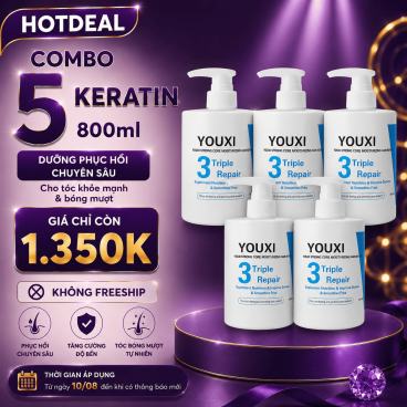[Không Freeship] Combo 5 Keratin 800ml – Dưỡng Phục Hồi Chuyên Sâu Cho Tóc Khỏe Mạnh & Bóng Mượt